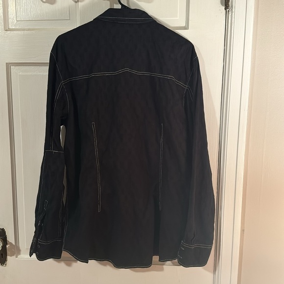 Buckle Black No. 48 Men's Button up  XL Long Sleeve Black with Gray Stitching - Picture 6 of 8